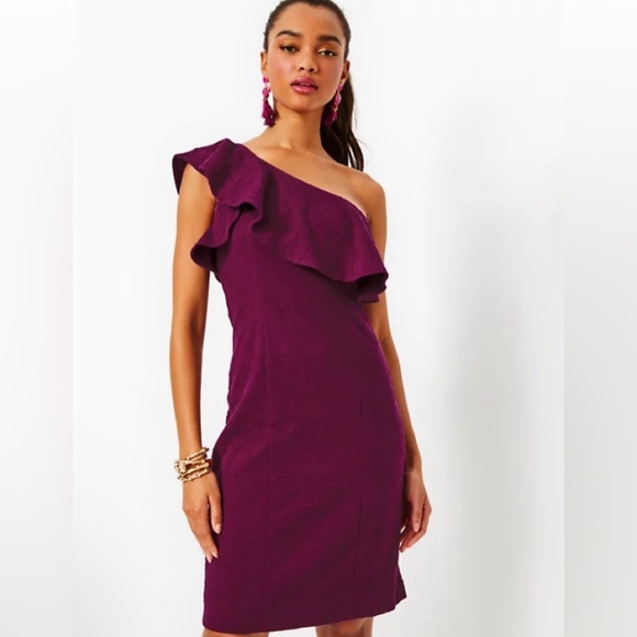 Lilly Pulitzer Dresses & Skirts - Lilly Pulitzer Bordeaux One-Shoulder Dress